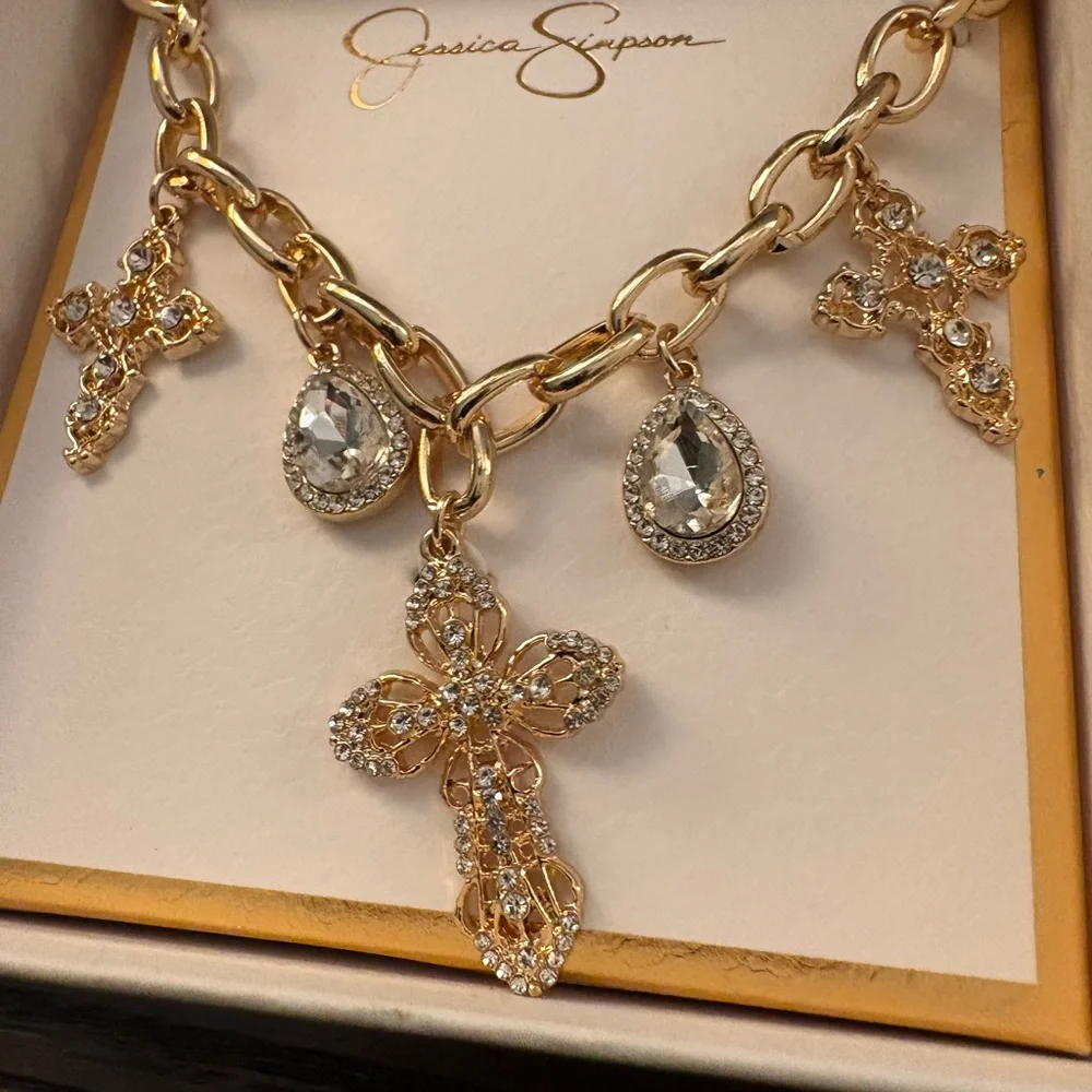 NEW Jessica Simpson Gold Charm Necklace